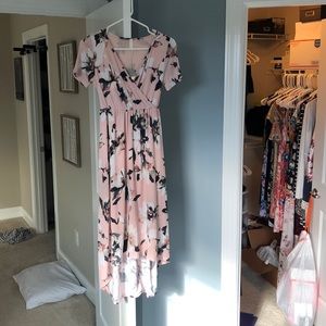 PinkBlush Maternity/Nursing Dress: Blush Pink - Small